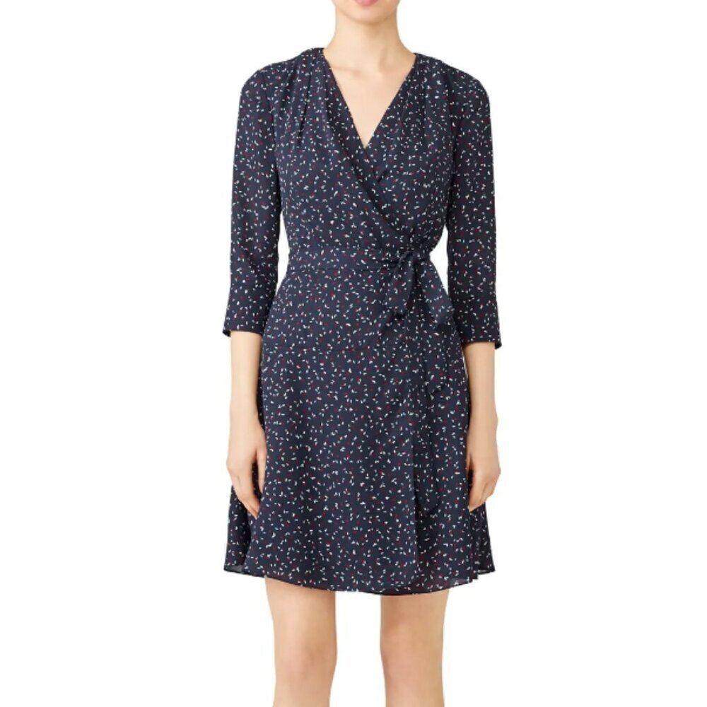 Slate & Willow Women's Poly Confetti Wrap Dress Navy- 6